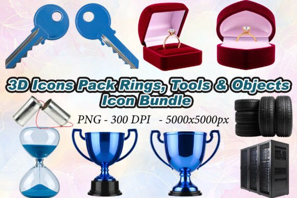 3D Icons Pack Rings, Tools Objects: Elevating Design with High-Resolution Assets
