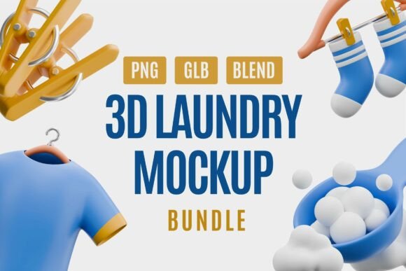 3D Laundry Tools & Equipment Set