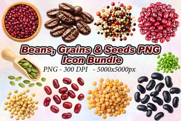 Beans, Grains Seeds PNG: Elevating Design with High-Quality 3D Assets