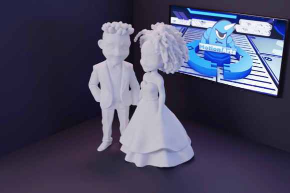 Cartoon Bride and Groom Couple: Bringing Whimsical Romance to 3D Printing