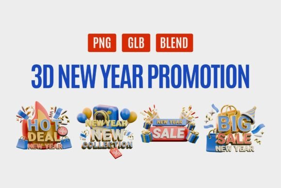 Elevating Holiday Campaigns with 3D New Year Promotion Set 02