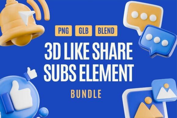 Enhancing Digital Engagement with 3D Like, Share, and Subscribe Icons