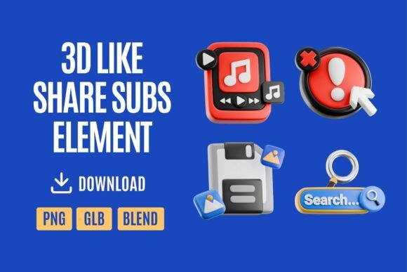 Enhancing Digital Engagement with the 3D Like Share Subscribe Icon Set 03