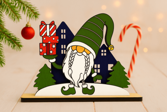 Laser Cut Christmas Gnome with Gifts