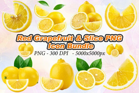 Lemon Slices Fresh Fruits PNG: Elevating Design with High-Resolution 3D Assets