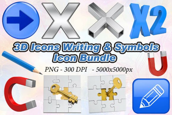 Mastering Visual Communication with High-Resolution 3D Icons Writing Symbols