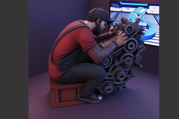 Mechanic Working on an Engine: A Practical Guide to the Exclusive STL Model