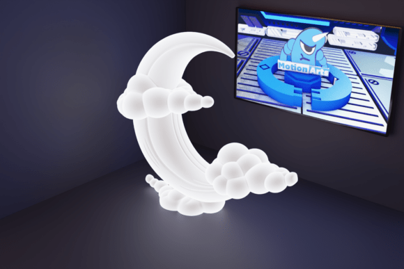 Moon Among Clouds: Elevating Digital Design with Serene 3D Aesthetics