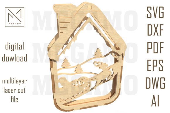 Santa Sleigh House Ornament SVG Guide
