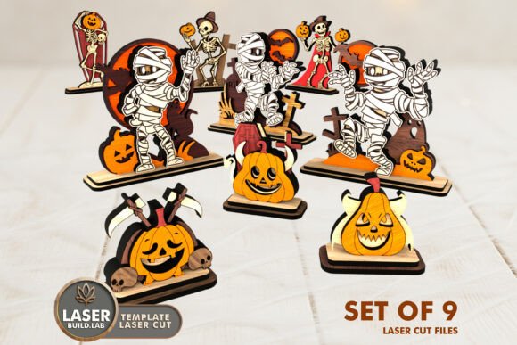 Spooky 3D Halloween Wooden Figurines Bundle